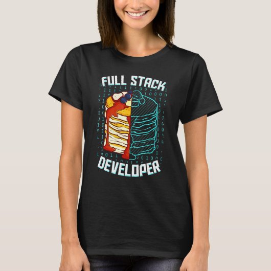 Vollständiger Stack-Entwickler Pancake Web Coder-P T-Shirt (Vorderseite)