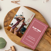 Vollständiger vertikaler Foto Fotograf Pink Visitenkarte