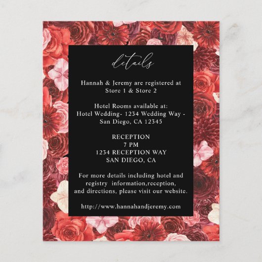 Vollständiges Budget Rote Blumendetails - Schwarz Flyer (Vorne)