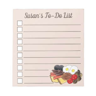 Vollständiges englisches Frühstück UK Britische Kü Notizblock