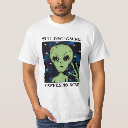 Vollständiges Ereignis jetzt Alien und UFO T-Shirt (Vorderseite)
