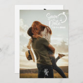 Vollständiges Foto-Design mit moderner Schrift Save The Date (Vorne/Hinten)