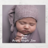 Vollständiges Foto Geburtshaus Annoucement Weinfla Schaumweinetikett (Einzelnes Label)