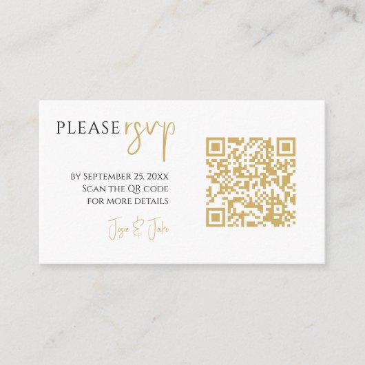 Vollständiges Foto, Gold QR-Code Weißer Hochzeitsk Begleitkarte (Vorderseite)