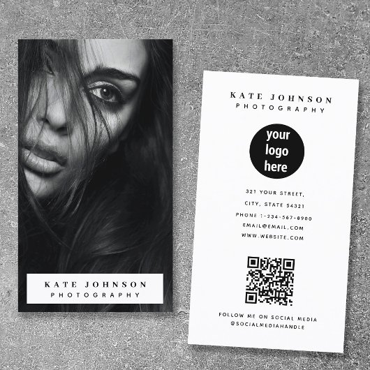 Vollständiges Foto-Logo für vertikale Fotografie Visitenkarte