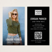 Vollständiges Foto-Logo schwarze vertikale Visiten (Vorne & Hinten)