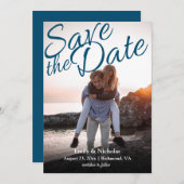 Vollständiges Foto mit 3 auf Save the Date Einladung (Vorne/Hinten)