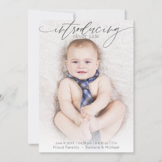 Vollständiges Foto Moderne Geburtsankündigung Blau Ankündigung (Vorderseite)