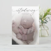 Vollständiges Foto Moderne Geburtsankündigung Rosa Ankündigung (Stehend Vorderseite)