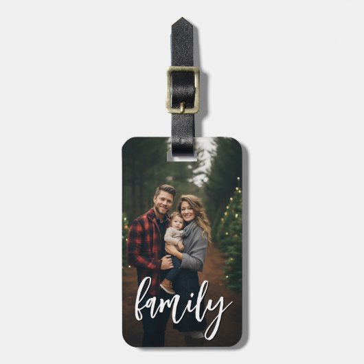 Vollständiges Foto - Vertikaler Text für benutzerd Gepäckanhänger (Vorderseite vertikal)