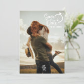Vollständiges Fotodesign mit moderner Schrift Save The Date (Stehend Vorderseite)