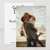 Vollständiges Fotodesign mit moderner Schrift Save The Date (Vorne/Hinten)