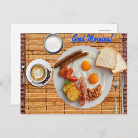 Vollständiges Frühstück Postkarte (Vorne/Hinten)