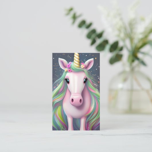 Vollständiges Ganzkörper völlig adorable Unicorn Visitenkarte (Stehend Vorderseite)