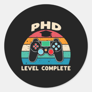 Vollständiges Geschenk für den Abschluss von Phd L Runder Aufkleber