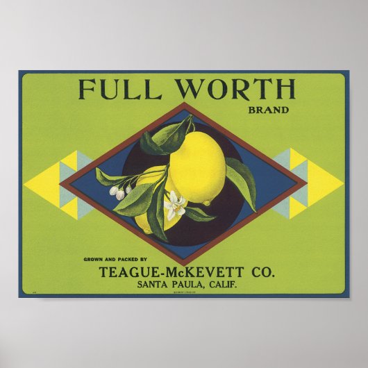 Vollständiges Lemon-Fruchtkäfigetikett Poster (Vorne)