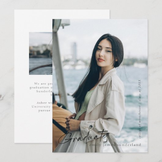 Vollständiges, modernes Script Graduate Einfaches  Ankündigung (Vorne/Hinten)