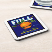 Vollständiges Orangefarbenes Kratetikett Getränkeuntersetzer (Linke Seite)