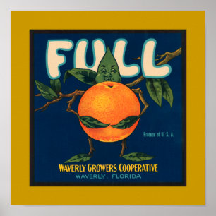 Vollständiges Orangefarbenes Kratetikett Poster