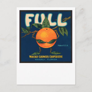 Vollständiges Orangefarbenes Kratetikett Postkarte