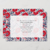 Vollständiges Party in Rot-Blau-Blüten Einladung (Vorne/Hinten)