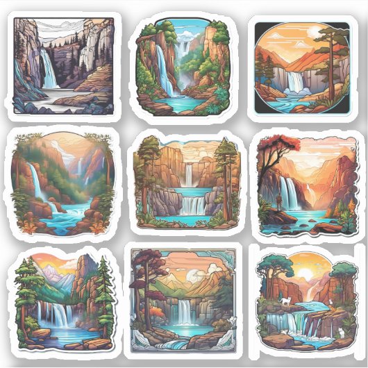 Vollständiges Set des 9-Quadrat-Naturaufklebers Aufkleber (Vorderseite)