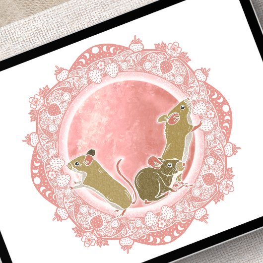 Vollstrawberry Moon | June Moon Illustration Poster