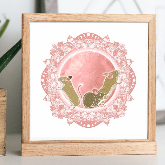 Vollstrawberry Moon | June Moon Illustration Poster