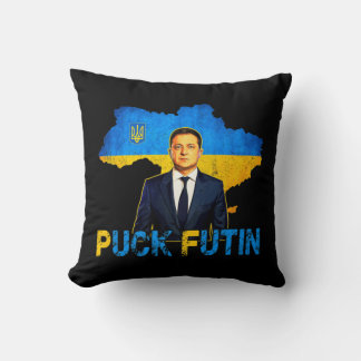 Volodymyr Zelensky Puck Futin Meme I Stand with UK Kissen