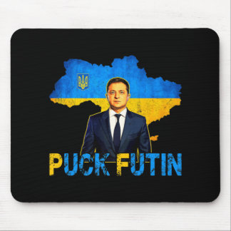 Volodymyr Zelensky Puck Futin Meme I Stand with UK Mousepad