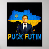 Volodymyr Zelensky Puck Futin Meme I Stand with UK Poster (Vorne)