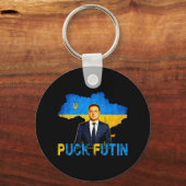 Volodymyr Zelensky Puck Futin Meme I Stand with UK Schlüsselanhänger (Vorderseite)