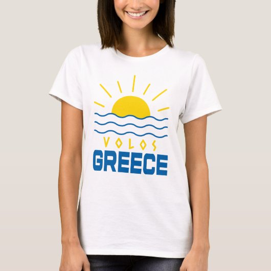 Volos Greece Sonnenschein und Meereswellen Frauen T-Shirt (Vorderseite)