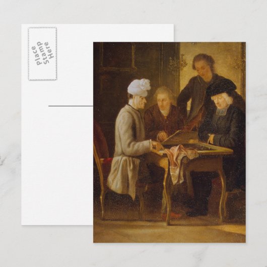 Voltaire beim Schach Postkarte (Vorne/Hinten)