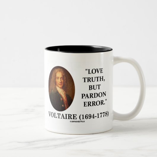 Voltaire Liebe-Wahrheit aber Zweifarbige Tasse (Rechts)
