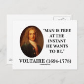 Voltaire Man ist frei, wenn er Will zu sein Postkarte (Vorne/Hinten)