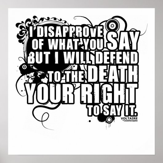 Voltaire Quote (B&W) Poster (Vorne)