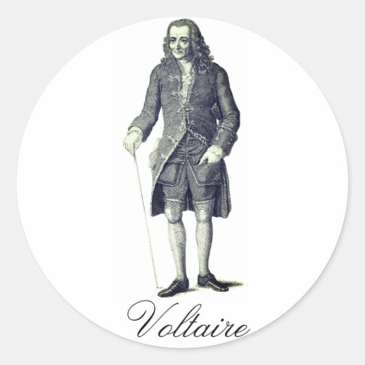 Voltaire Runder Aufkleber (Vorderseite)