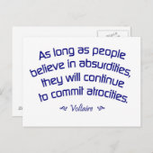 Voltaire über Absurditäten Postkarte (Vorne/Hinten)