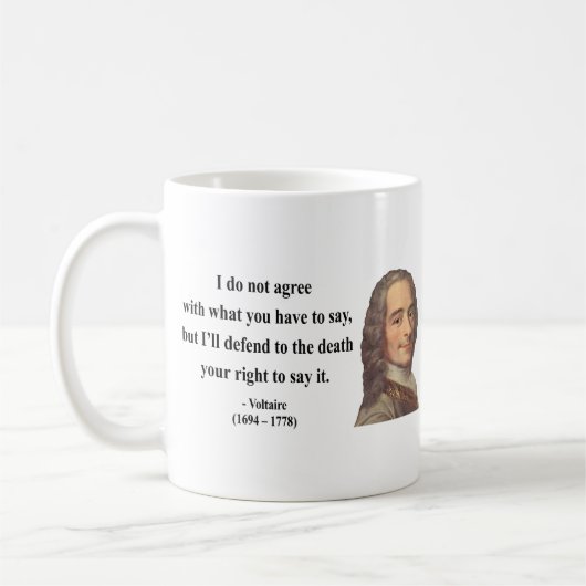 Voltaire Zitat 1b Kaffeetasse (Links)