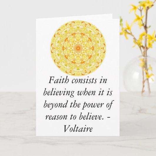 Voltaire Zitat über GLAUBEN Karte (Gelbe Blume)