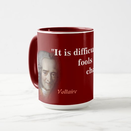 Voltaire-Zitat über Narren Tasse (Vorderseite Links)