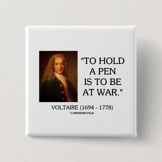 Voltaire, zum eines Stiftes zu halten soll am Button (Vorderseite)