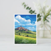 Voltera Italien Vintage Reise Illustration Postkarte (Stehend Vorderseite)