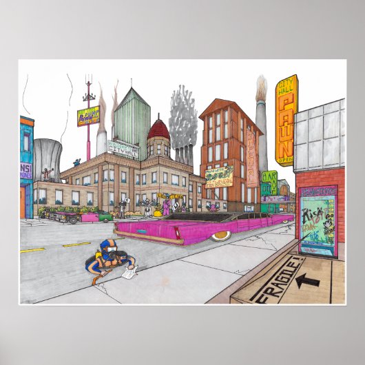 Voltz City Hall in Perspektive Poster (Vorne)