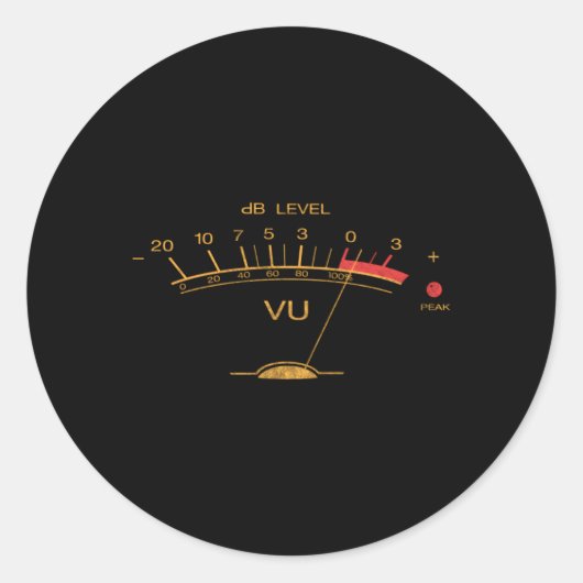 Volume Vu Meter Audio Engineer Recording Studio Runder Aufkleber (Vorderseite)