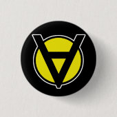 Voluntaryist schwarzer und gelber Knopf Button (Vorderseite)