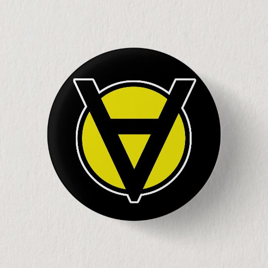 Voluntaryist schwarzer und gelber Knopf Button (Vorderseite)