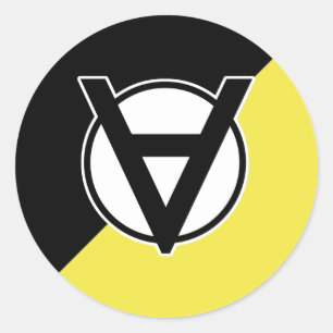 Voluntaryist ursprüngliches Logo auf Schwarzem un Runder Aufkleber