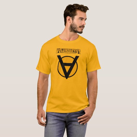 Voluntaryist V-Neck Shirt mit Logo (Vorne ganz)
